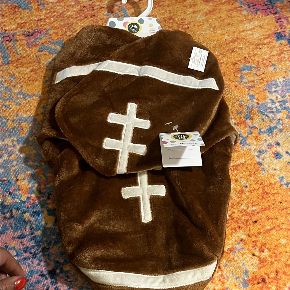 Little Me Brown Football One Piece (Swaddle blanket)